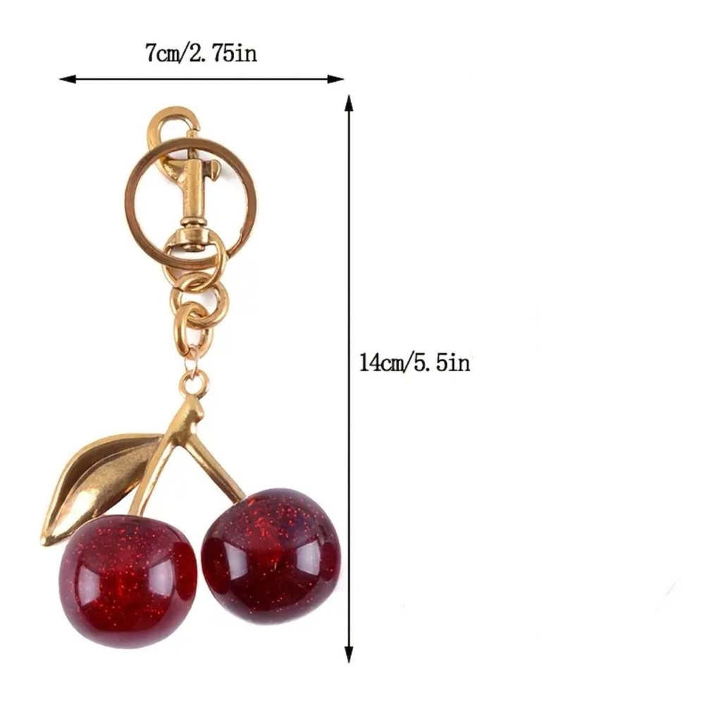 NIP Adorable Cherry Gold Bag charm Keyring Keychain Sparkling Gorgeous - Picture 6 of 6